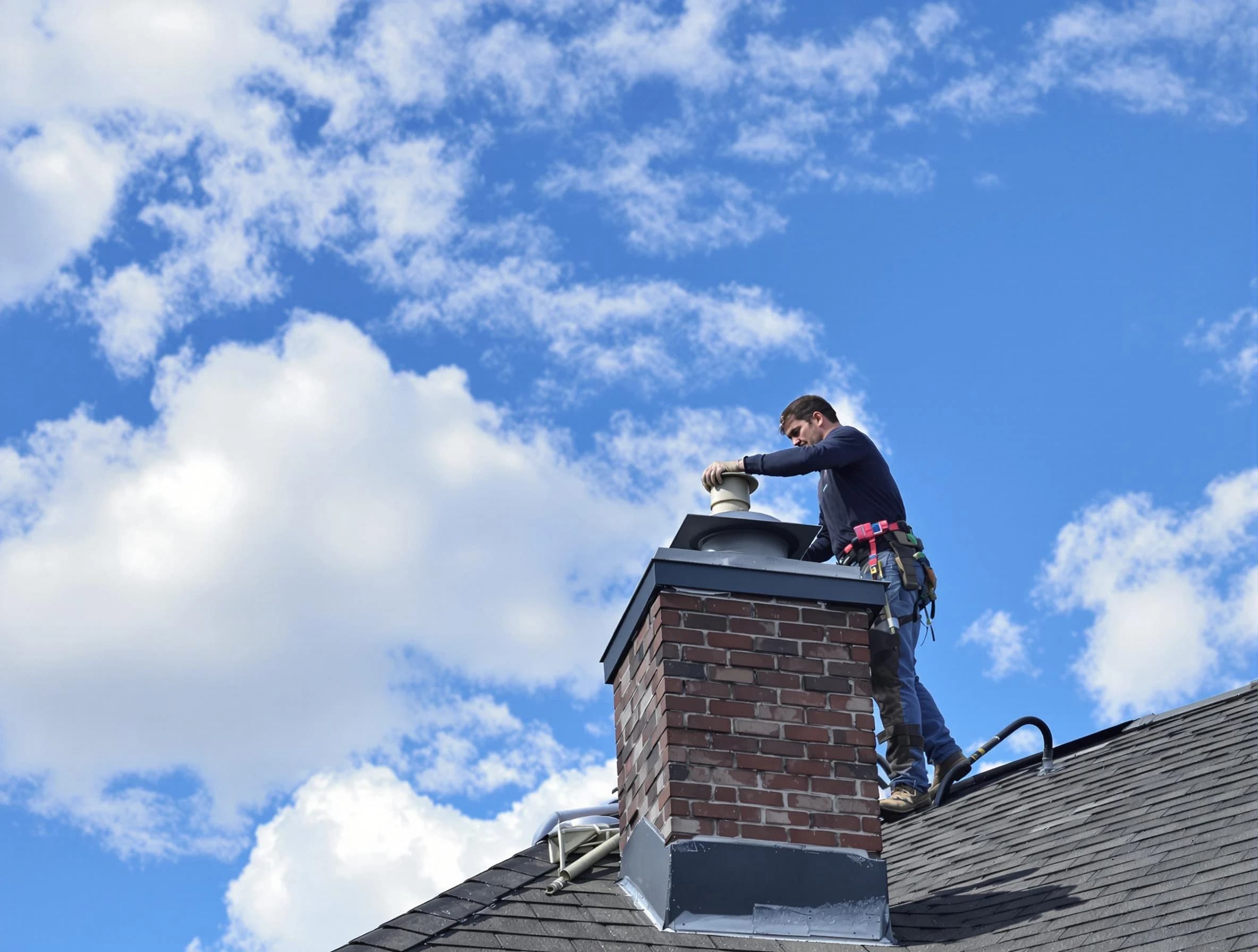 South Jordan Chimney Sweep installing a sturdy chimney cap in South Jordan, UT