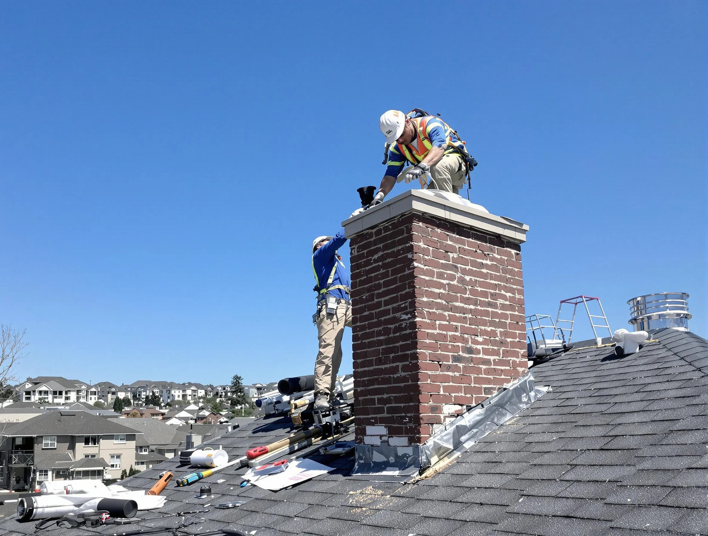 South Jordan Chimney Sweep repairing a chimney crown in South Jordan, UT