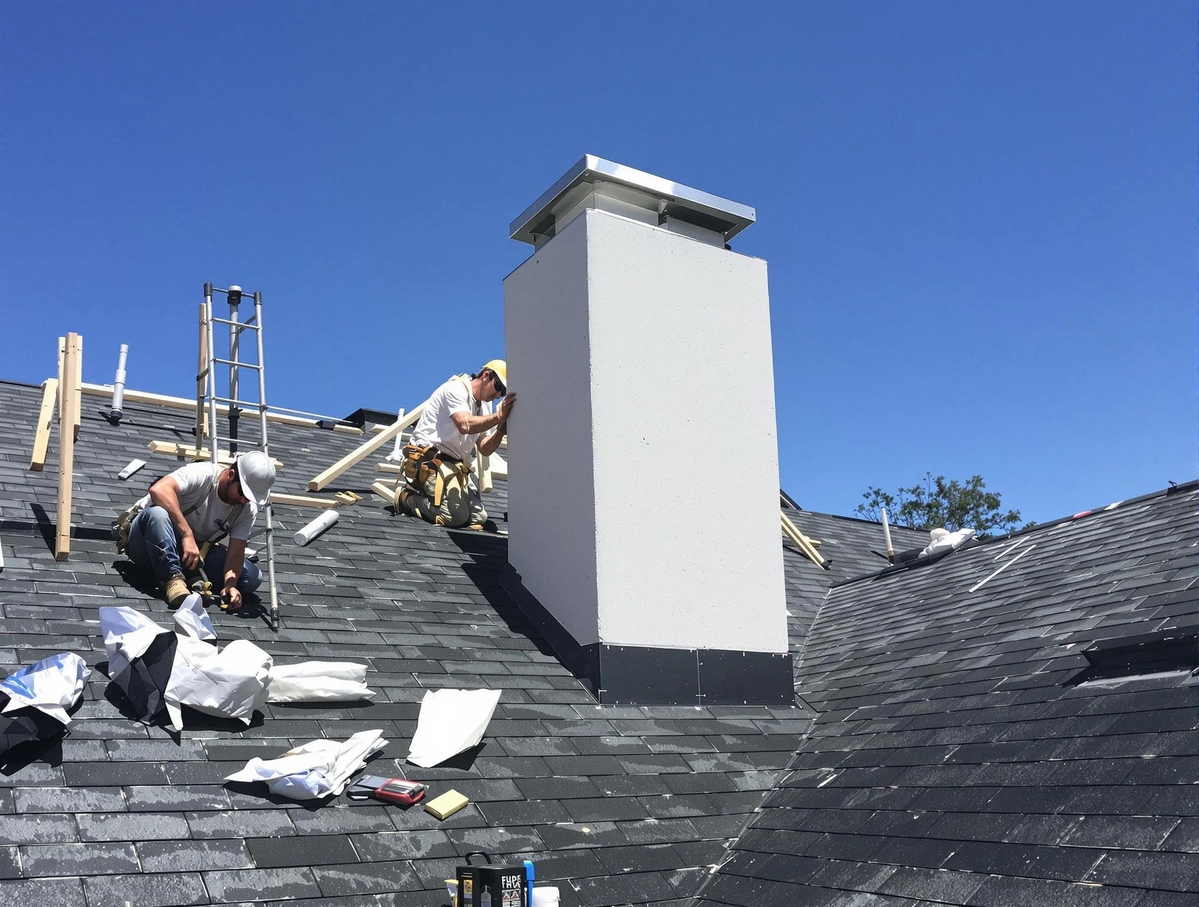 South Jordan Chimney Sweep crew installing a new chimney in South Jordan, UT