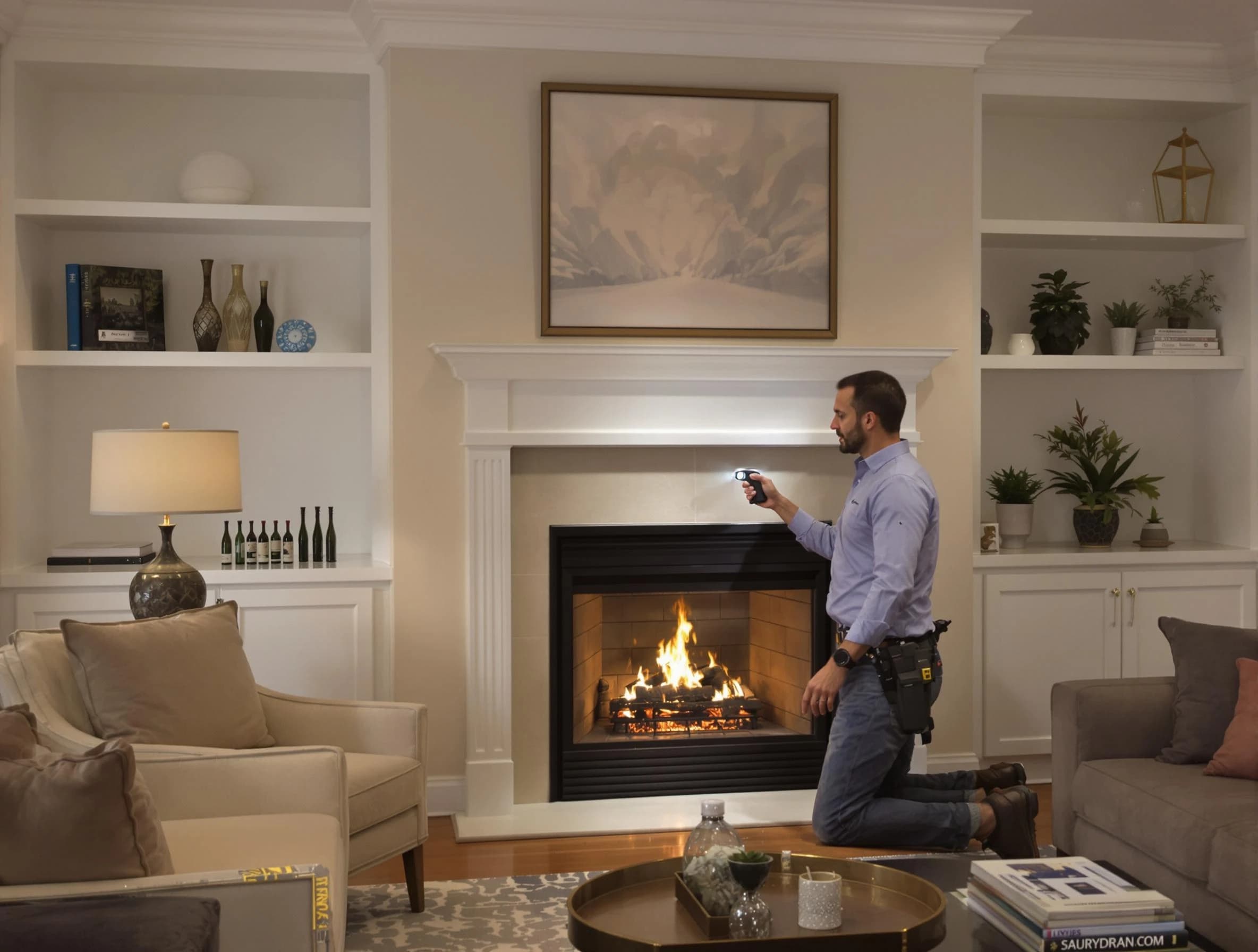 South Jordan Chimney Sweep conducting a fireplace safety inspection in South Jordan, UT