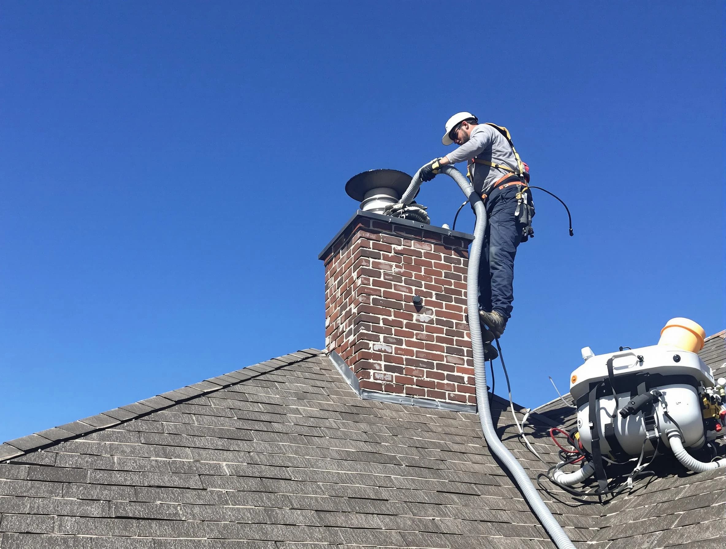 Dedicated South Jordan Chimney Sweep team member cleaning a chimney in South Jordan, UT