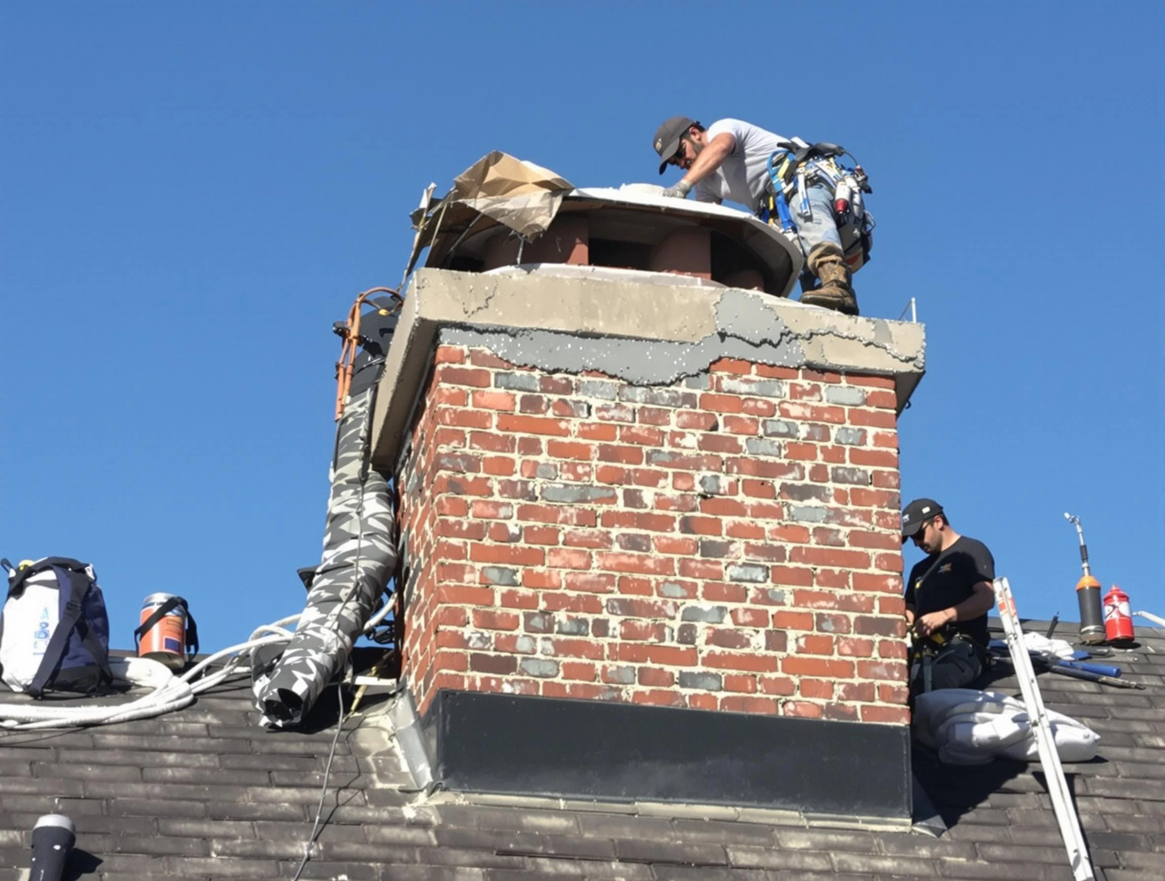 South Jordan Chimney Sweep installing a custom chimney crown in South Jordan, UT
