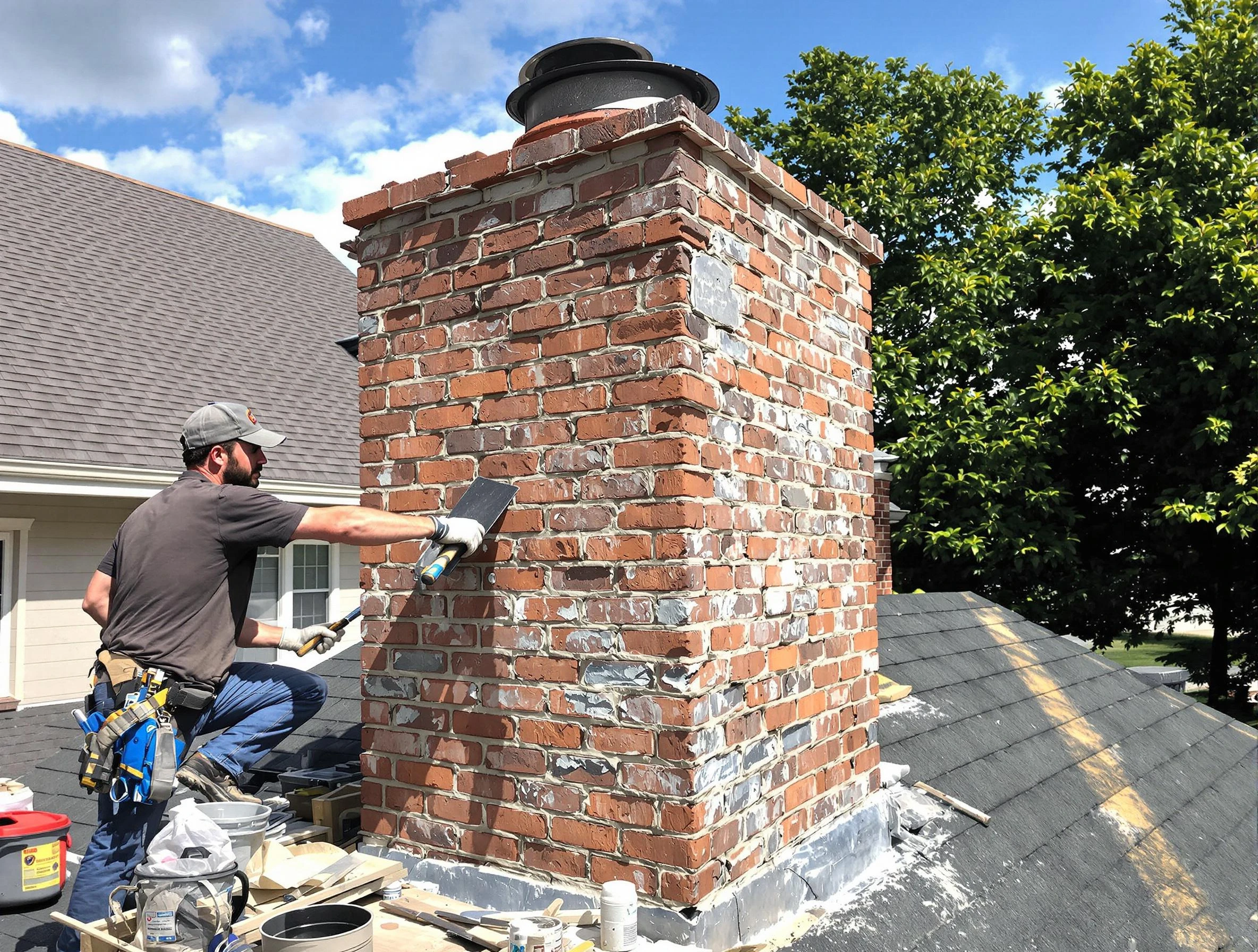 Completed chimney rebuild by South Jordan Chimney Sweep in South Jordan, UT