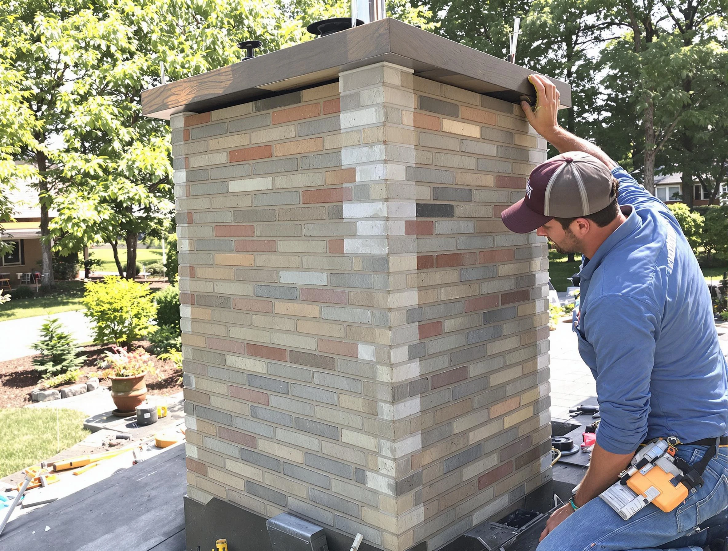 South Jordan Chimney Sweep completing a modern chimney remodel in South Jordan, UT